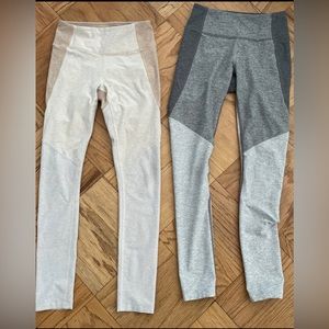 2 pair Outdoor voices xs leggings gray white tan nude